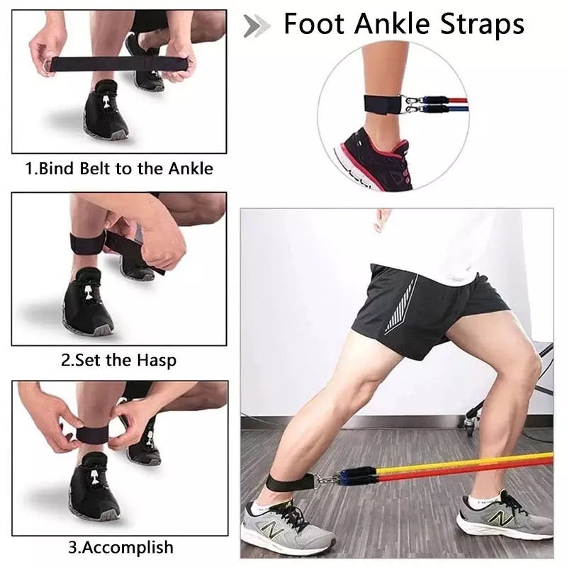 11 Pcs Fitness Resistance Bands Set - (IMPORTED)