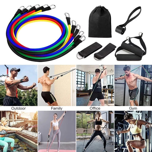 11 Pcs Fitness Resistance Bands Set - (IMPORTED)